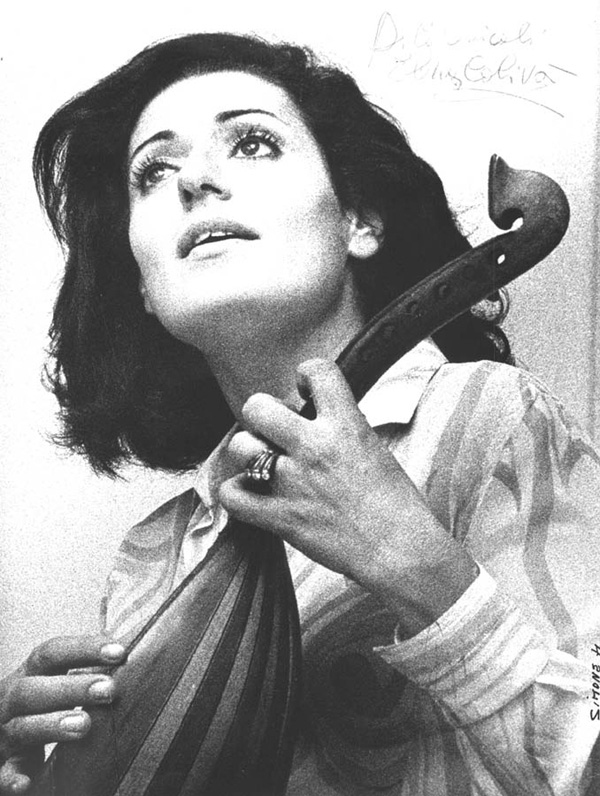 Foto con dedica di Elena Calivà (cantautrice folk) - primi '70